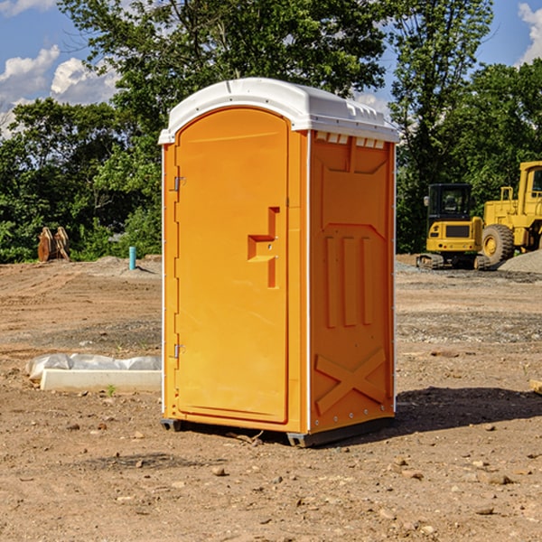 how often are the portable restrooms cleaned and serviced during a rental period in Borden